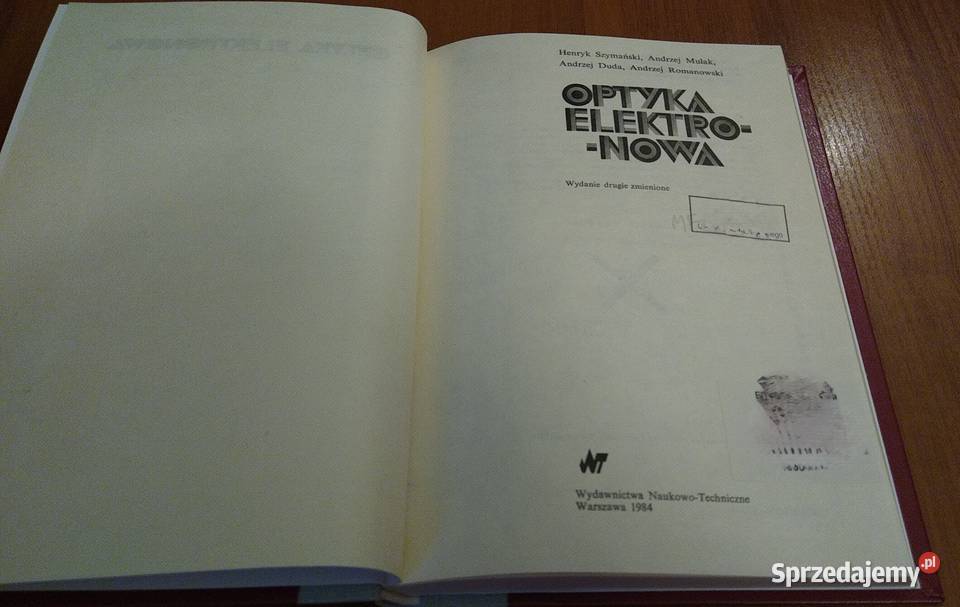 Optyka elektronowa Henryk Szymański Andrzej Książki naukowe i popularnonaukowe Gdańsk