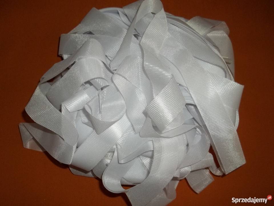 Biała taśma satynowaWstawki koronkiPasmanteria