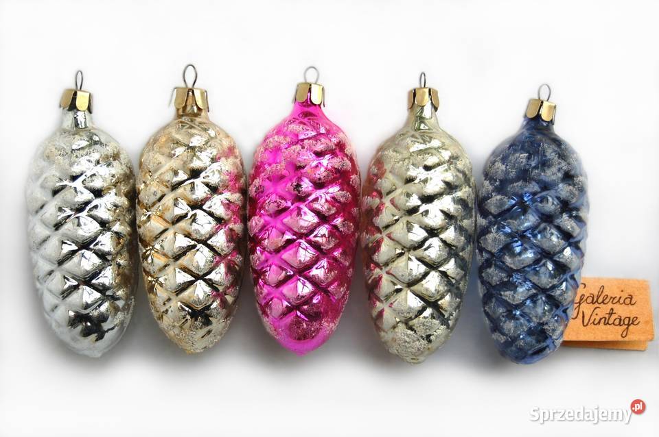Stare bombki szklane szyszki z brokatem szyszka Lublin