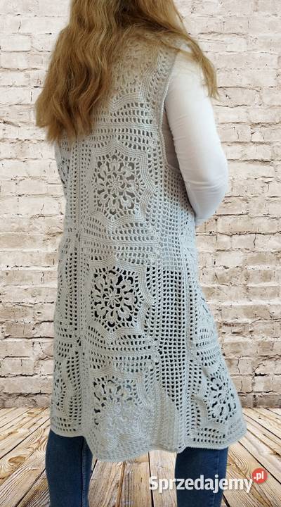 Ażurowy sweterkamizelka crochet ręczne robiony łódzkie sprzedam