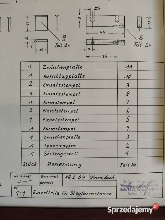 Rysunki techniczne 3 z 1957r Papier Schoeller Rękodzieło sprzedam