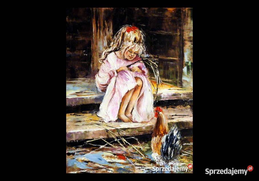 Obraz olejny 30x24 kogucik Malarstwo Warszawa