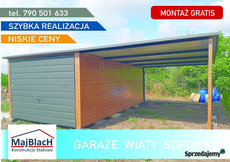 Garaż Blaszany z zadaszeniem bocznym Wiata Biała Podlaska