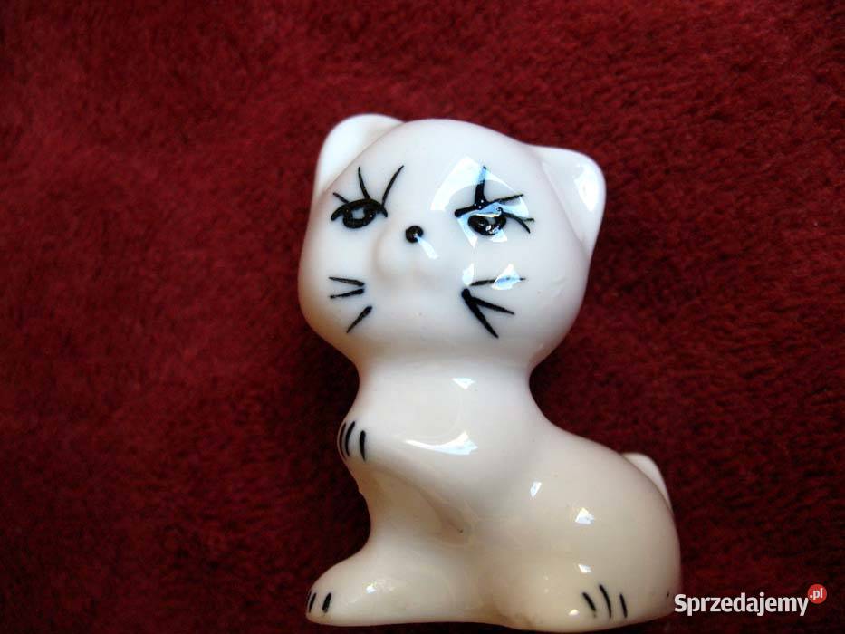 Kot malutki uroczy kotek Figurka porcelana 5 x biały Siedlce