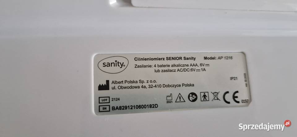 ciśnieniomierz Sanity Senior seniora model małopolskie