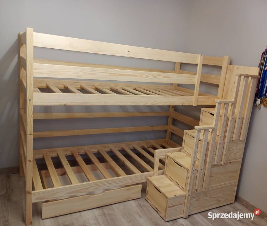 Łóżko drewniane ze schodami Łódź