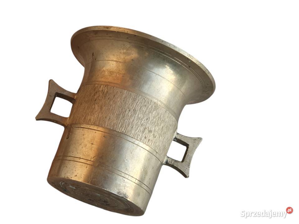 Stary mosiężny moździerz kuchenny sygnowany lata Cieszyn