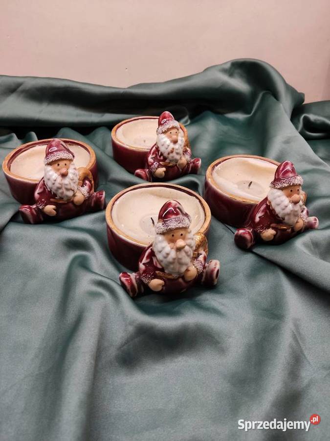 Świeczniki ceramiczne ze Świętym Mikołajem opolskie Głuchołazy sprzedam