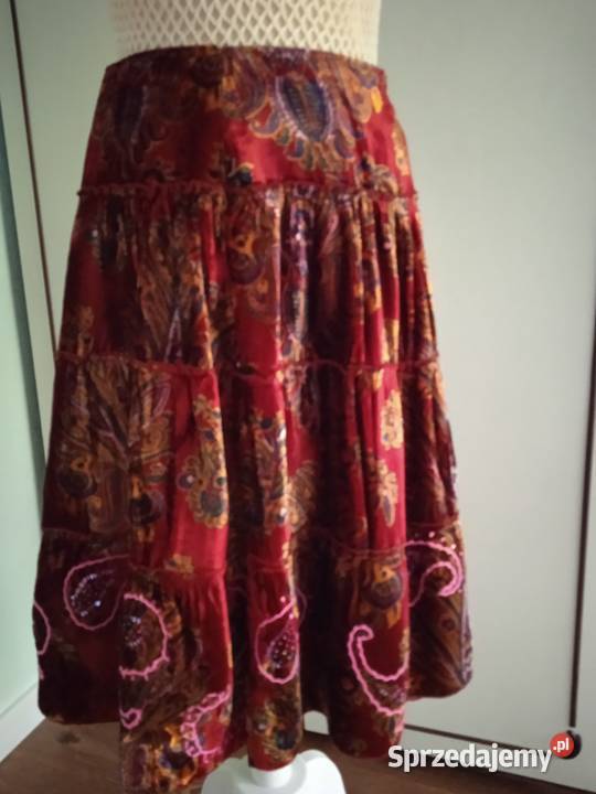 WELUROWA SPÓDNICA Z FALBANAMI TUFF r 38 Spódnice i sukienki wielkopolskie Piła