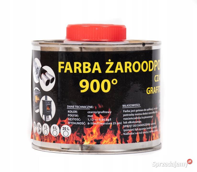 LAKIER FARBA ŻAROODPORNA DO PIECA RUSZTU 900C Skawina