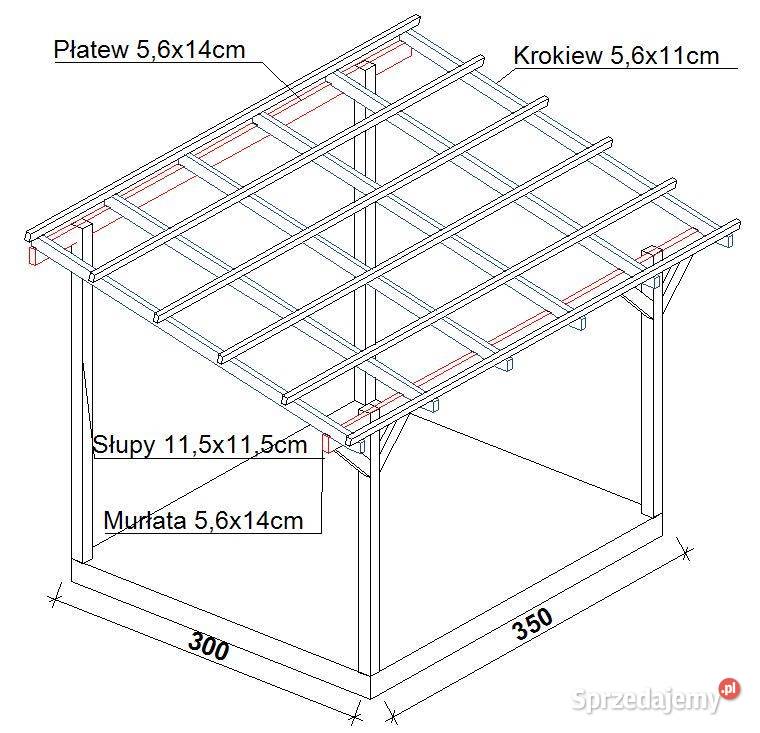 Drewniane zadaszenie tarasu pergola taras Dom i Ogród Rębiszów