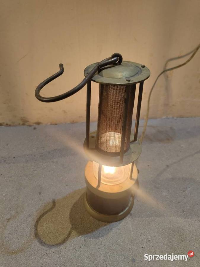 Lampa Górnicza elektryczna mosiężna mosiądz prl małopolskie Kraków