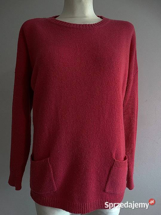 Sweter Wełniany Wełna Jagnięca Malinowy Kolor