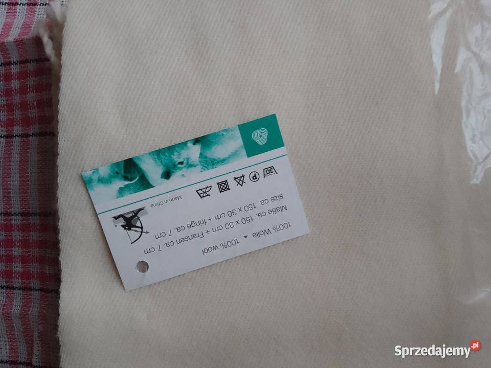 Szal szalik damski kremowy wełna Chrzanów