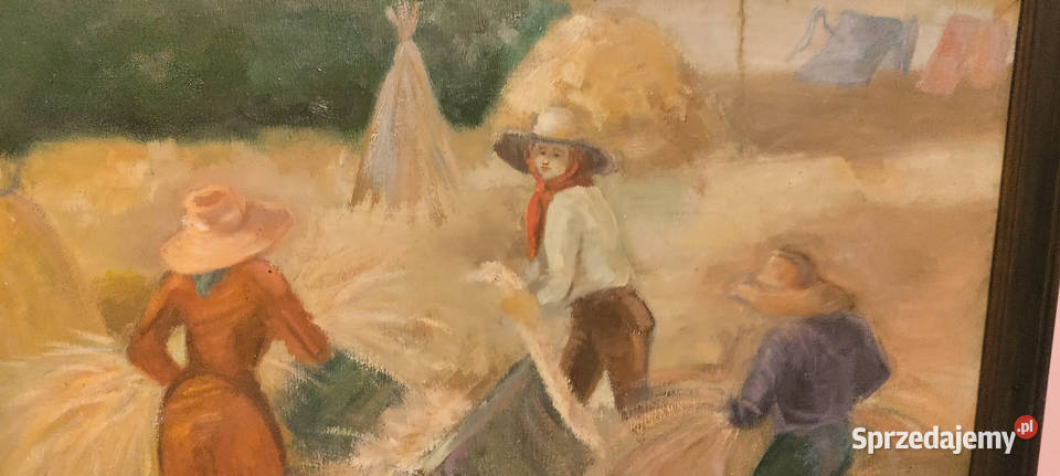 Obraz olej na płótnie żniwach A Siwecki Kraków