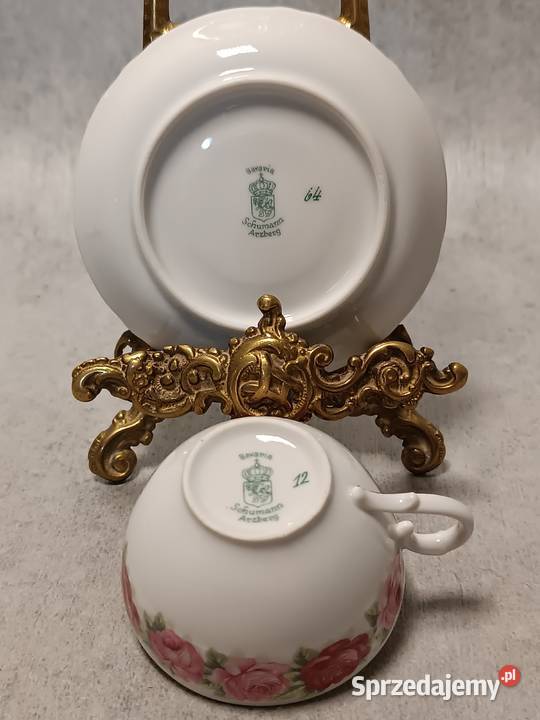 SCHUMANN ARZBERG Różana Filiżanka Duet Bavaria Porcelana i szkło