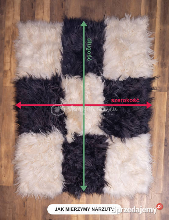 Narzuta ze skóry owczej islandzkiej czarnobiała wielokolorowy Szaflary