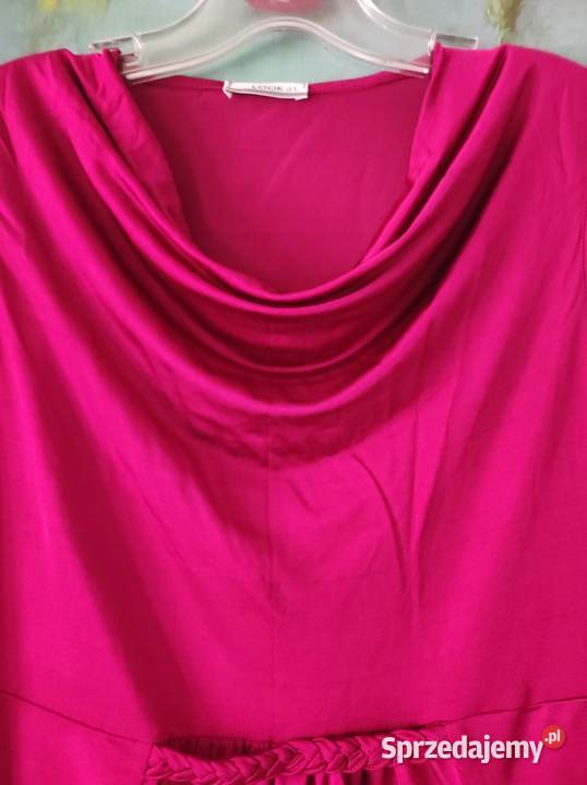 unikatowa bluzka fuksja lejąca ozdobny dekolt świętokrzyskie Kielce