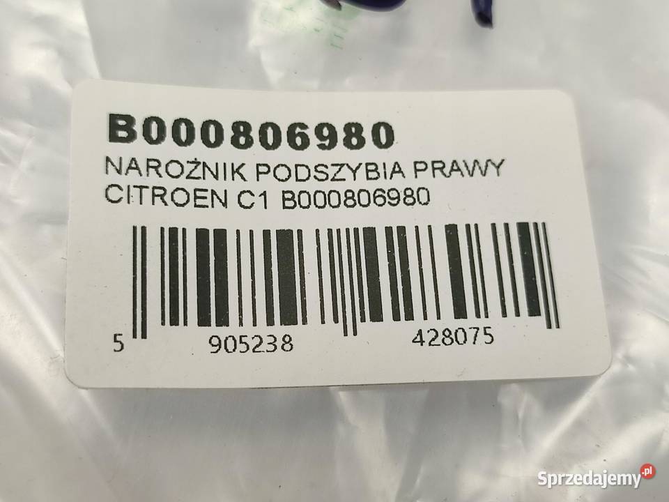 NAROŻNIK PODSZYBIA PRAWY CITROEN C1 II 2014 sprzedam