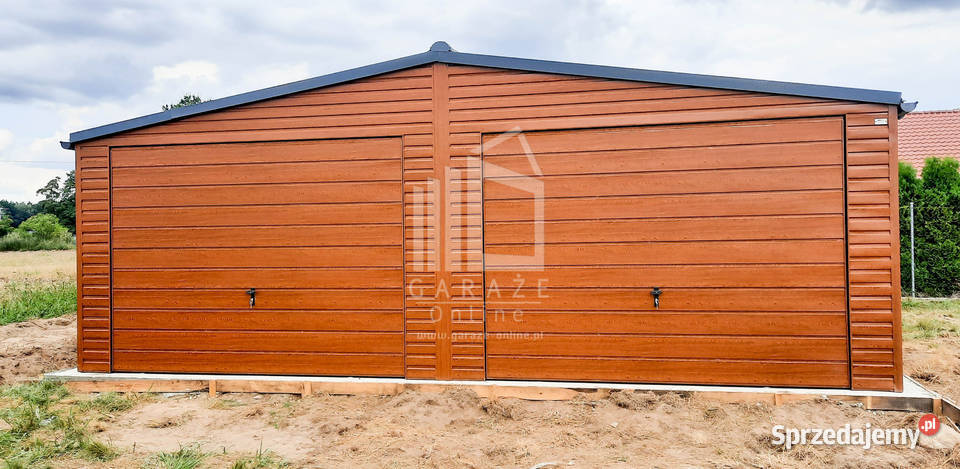 GARAŻ BLASZANY 7m x 6m dwuspadowy 2x Brama drzwi Bochnia