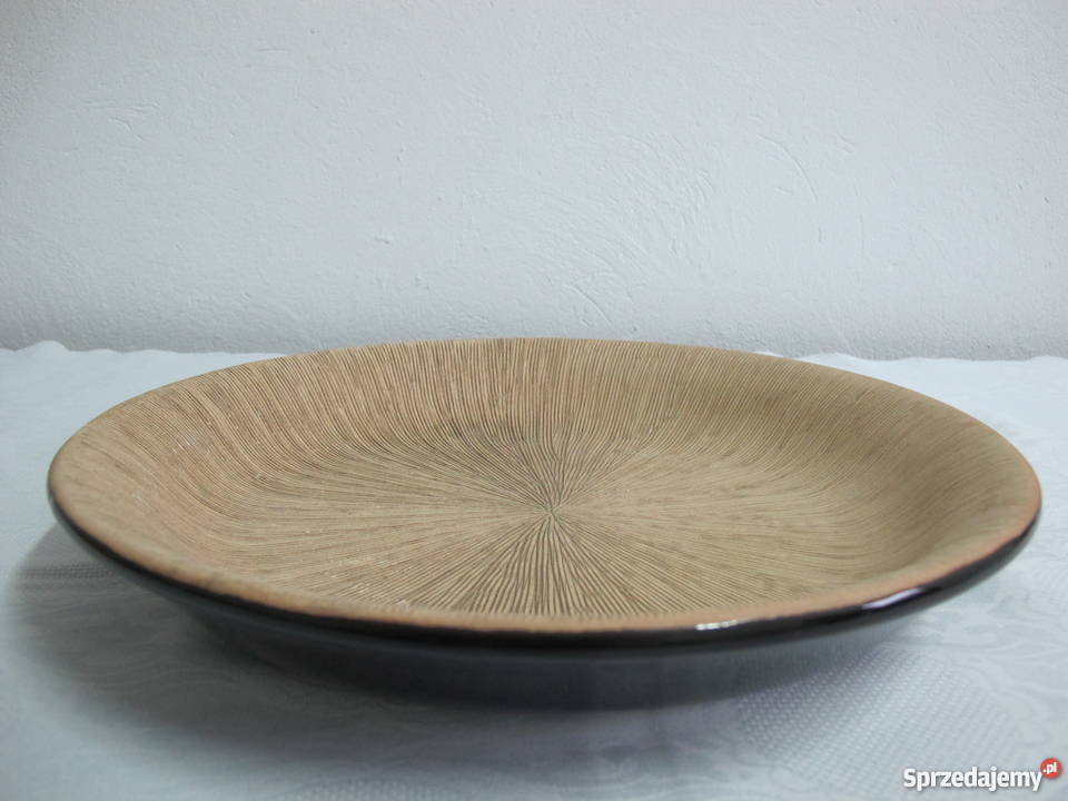 Talerz ceramiczny żłobiony fi30 h5 odcienie brązowego Olkusz