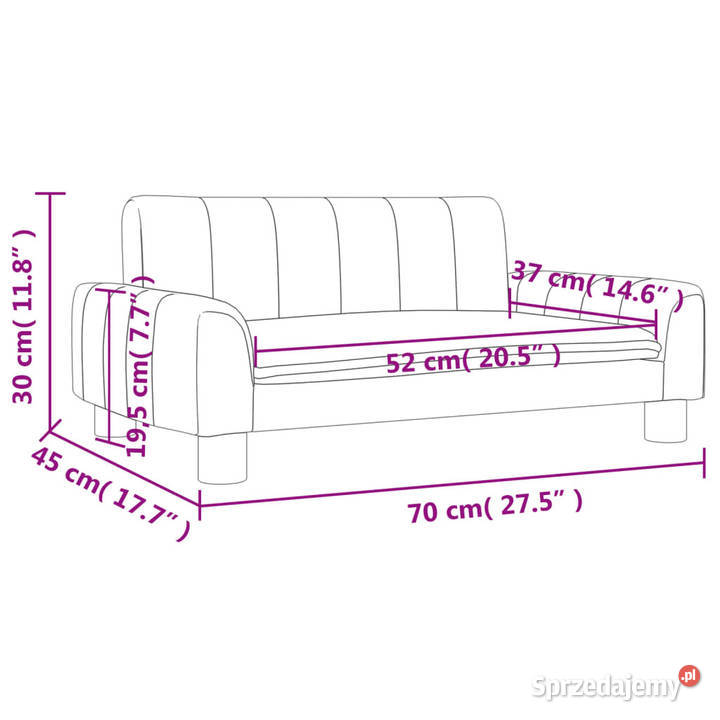 Sofa dzieci kolor taupe 70x45x30 obita tkaniną sprzedam