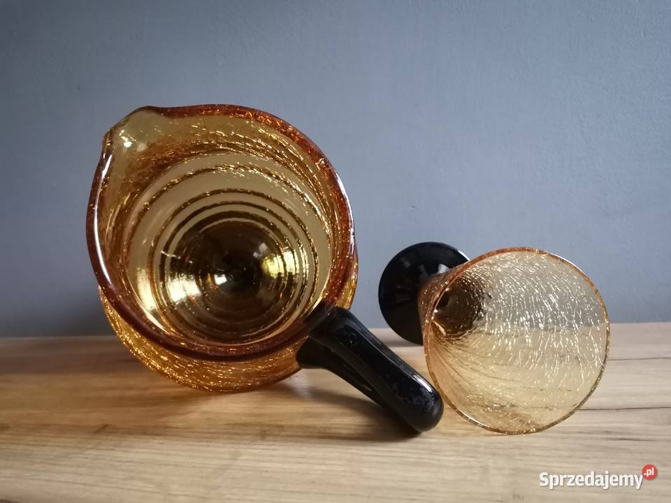 Stary dzbanek i kielich szkło Art Deco Porcelana i szkło Katowice
