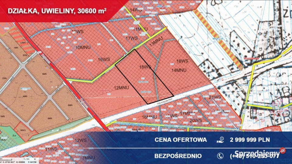 Działka budowlana 3ha Uwieliny gm Prażmów z MPZP
