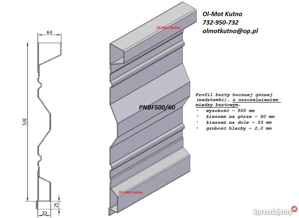 BURTA przyczepy wzór PRONAR burta wys 50 gr 20 Maszyny rolnicze Kutno