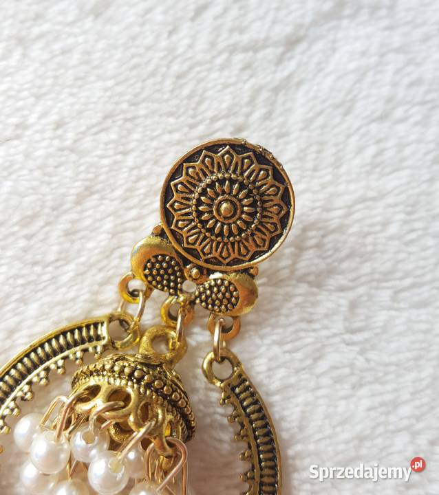 Nowe indyjskie kolczyki jhumka złoty kolor boho Szczecin