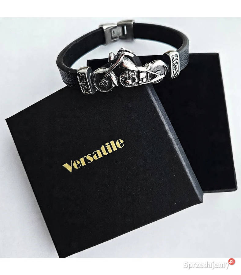 Bransoletka Męska Skórzana MOTOCYKL Stal 316L małopolskie Wieliczka