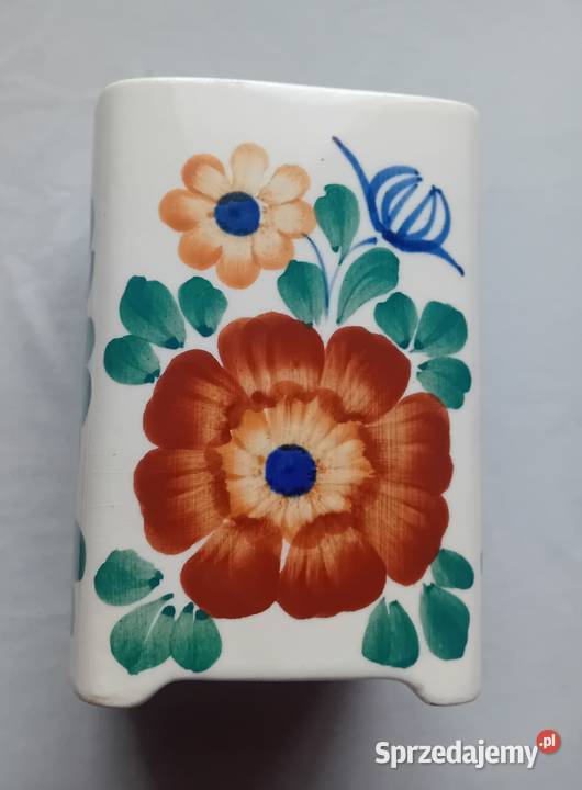 Fajansowy ręcznie malowany pojemnik kuchenny Porcelana i szkło Koźminek