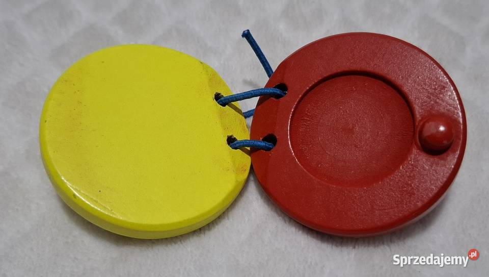 Kastaniety drewniane czerwono żółte 1 Zabawka Czeladź