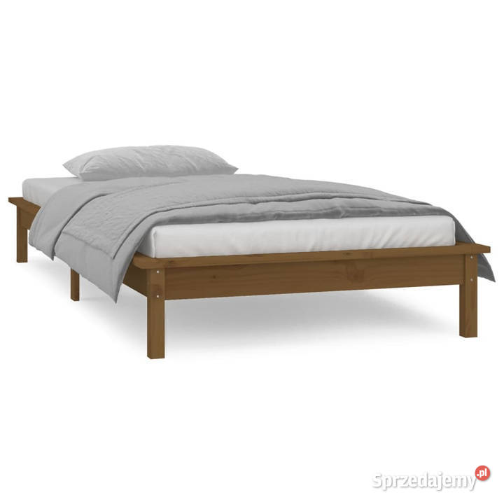 Rama łóżka z LED miodowy brąz lite drewno 90x190 26cm