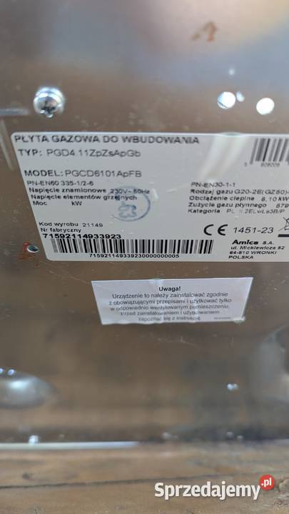 Amica pgcd6121apfb sprzedam