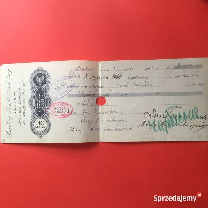 1514 Weksel Wystawiony W Krakowie 11 zachodniopomorskie Szczecin