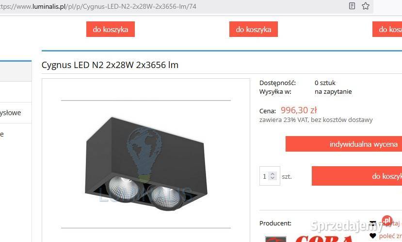 Lampa wisząca Downlight Led Cygnus Z2 930 2 Poznań