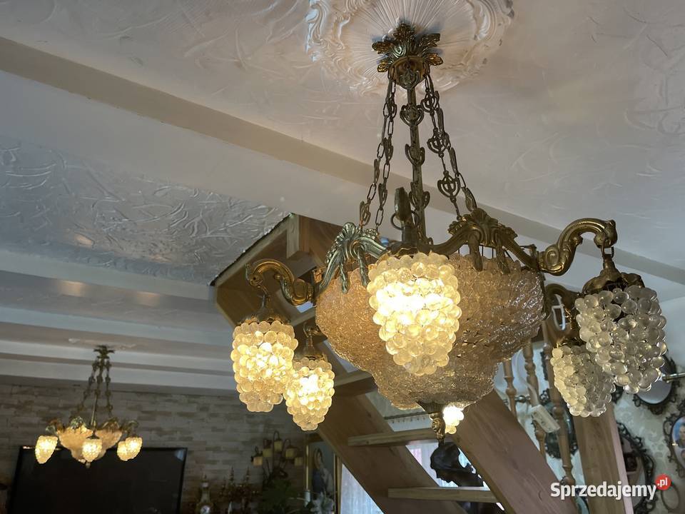 Antyk lampa z brązu żyrandol kryształowy 2 Bystrzyca Kłodzka sprzedam