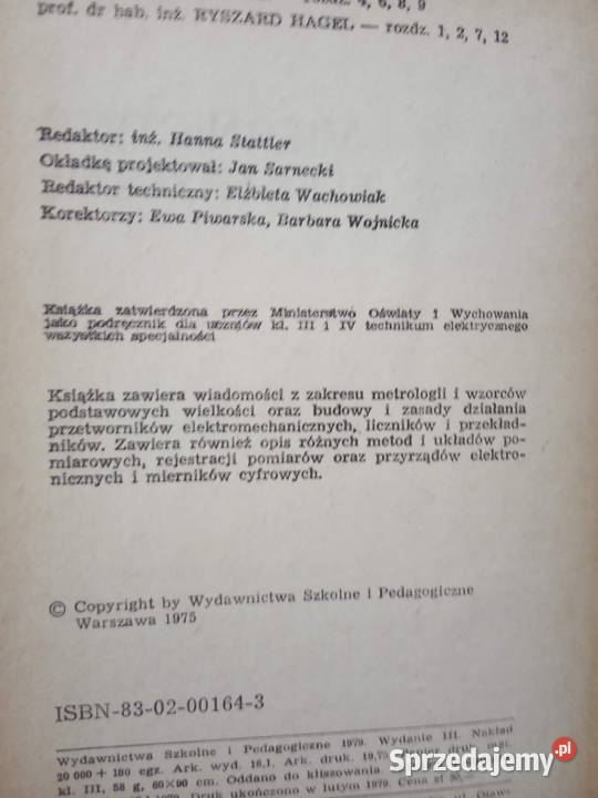 Miernictwo elektryczne książki używane Warszawa