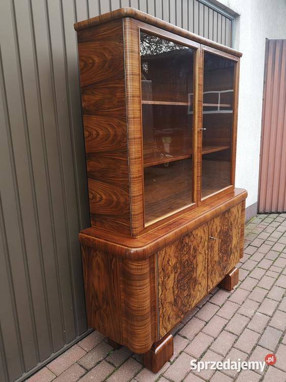 Witryna Biblioteka ARTDECO Orzech Zgrabna Stara Swarzędz