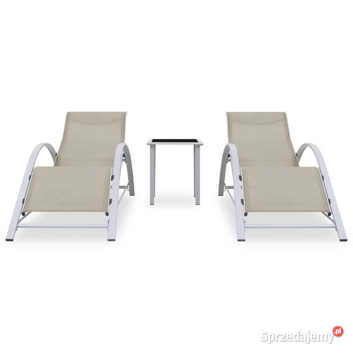 Leżaki ze stolikiem 2 aluminium kremowe WM310536 Warszawa