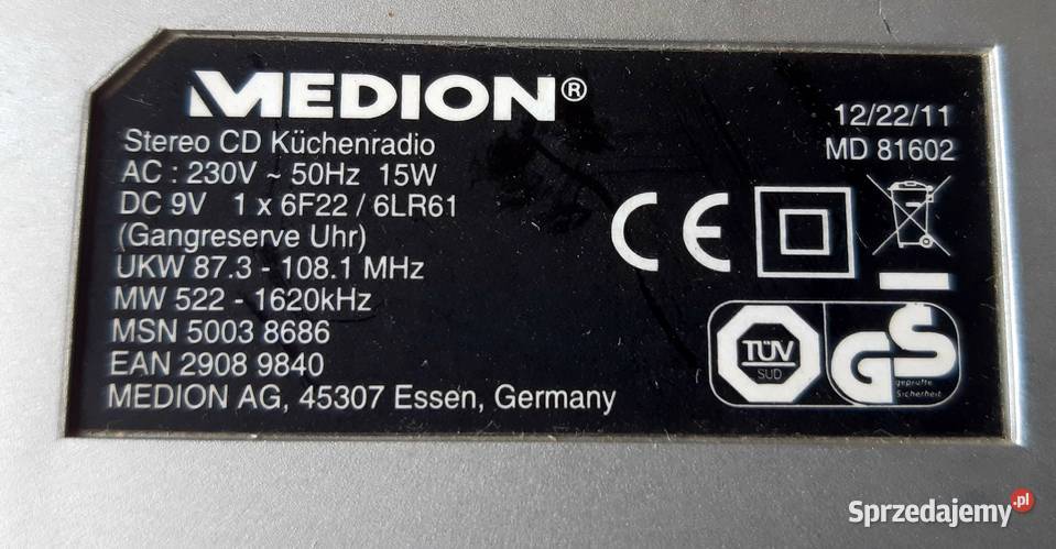 Medion CD Digital Clock Radio Wągrowiec sprzedam