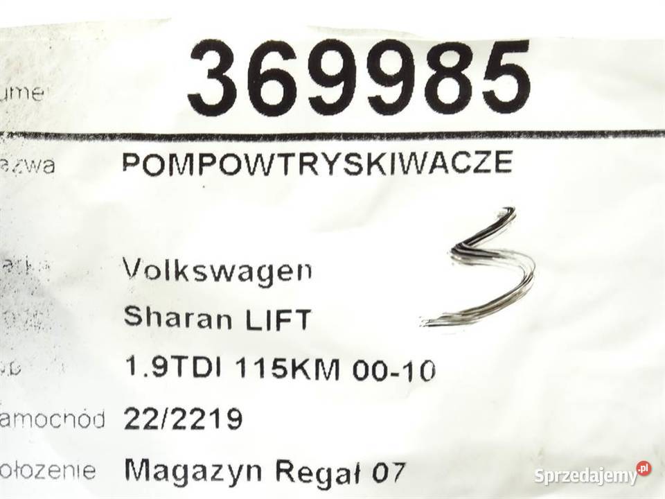 POMPOWTRYSKIWACZE VW SHARAN 0414720029 19 115 podkarpackie