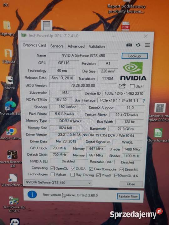 Karta graficzna MSI GTS 450 1GB 128bit HDMI DVI Warszawa