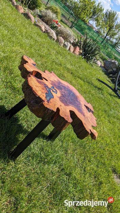 Stolik Kawowy Loft Akacja i Żywica Epoksydowa 60 60cm Stoliki kawowe i ławy Częstochowa