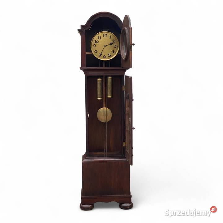 Niemiecki zegar stojący z wahadłem i wagami Gryfice