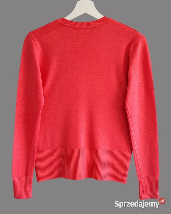 Damski bawełniany sweter czerwony z długim Bez wzoru Swetry i golfy Chrzanów