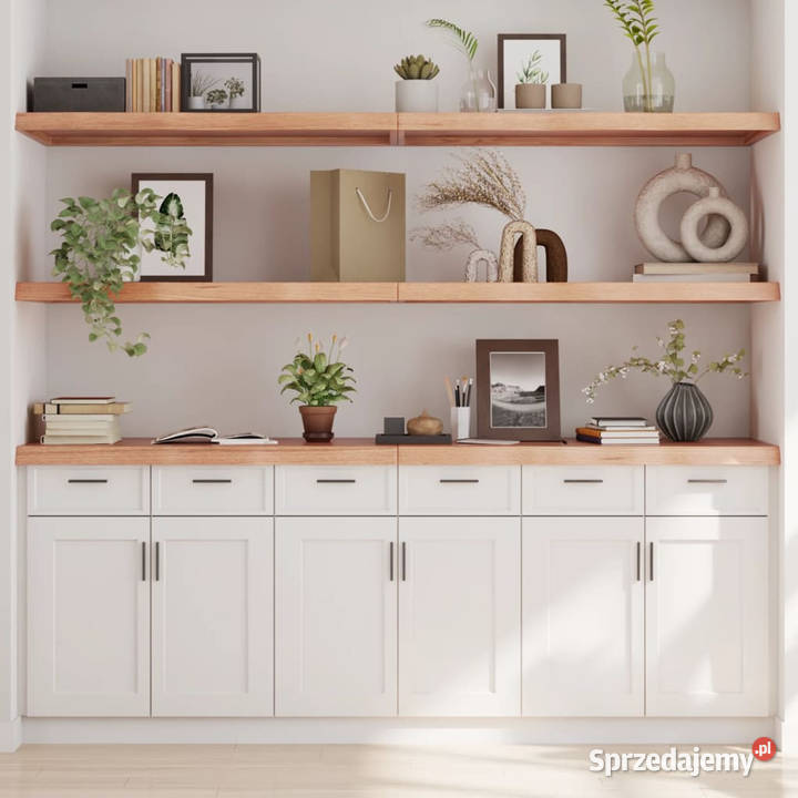 Półka brązowa 220x50x26 lakierowane lite drewno