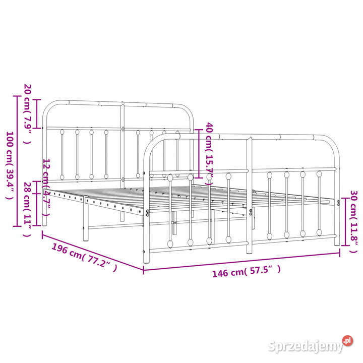 Łóżko Metalowe Białe Rama Łóżka Ze Stelażem 100cm mazowieckie