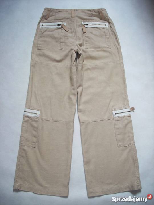 ONLY lniane spodnie z zamkami bojówki super 36 S małopolskie Nowy Sącz